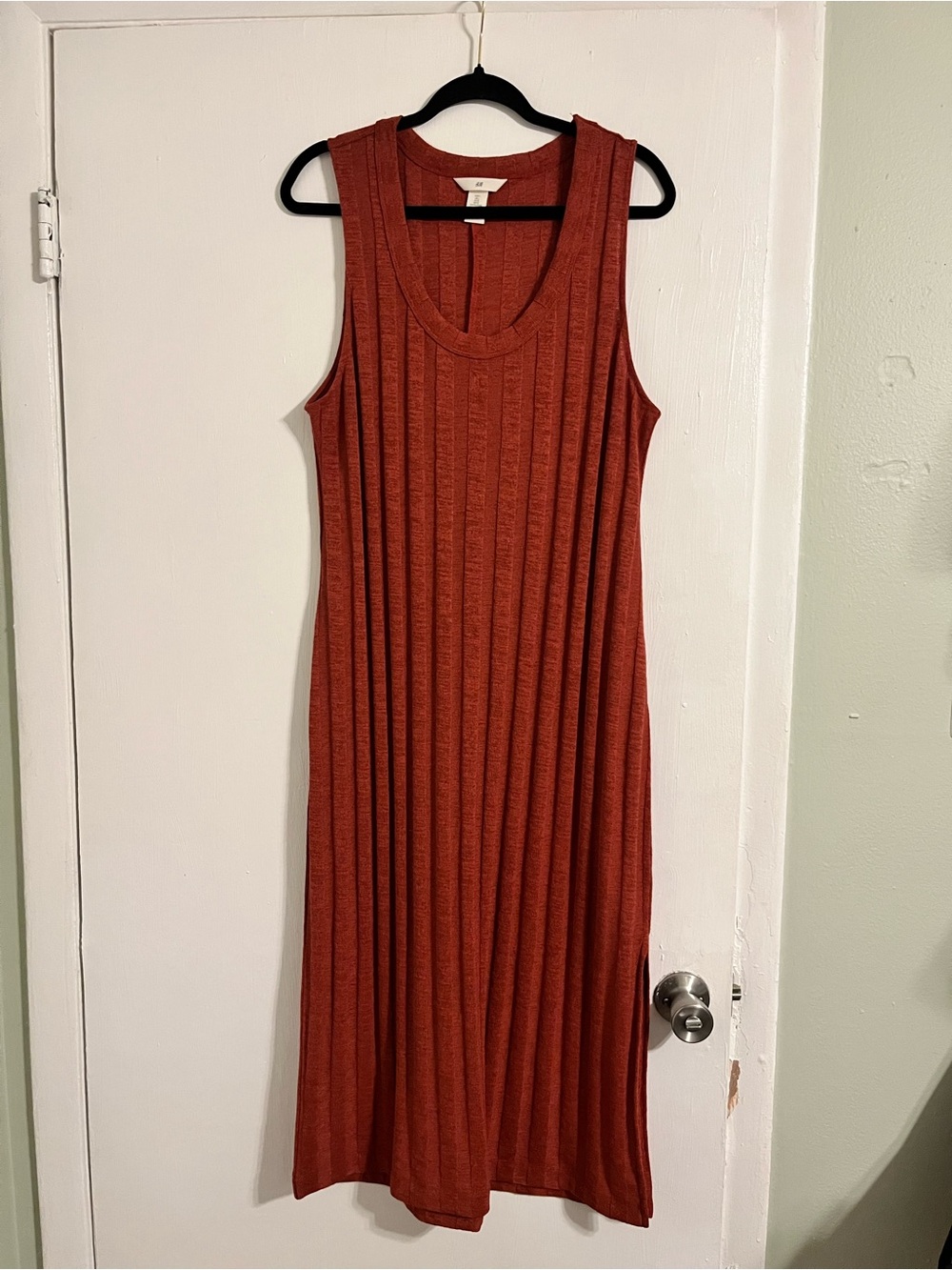 H&M Sleeveless Ribbed Midi Dress - Rust